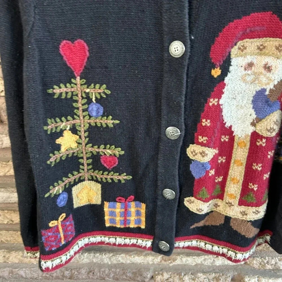 Northern Isles Christmas Cardigan Sweater Santa Claus and Festive Tree Large - Picture 5 of 7